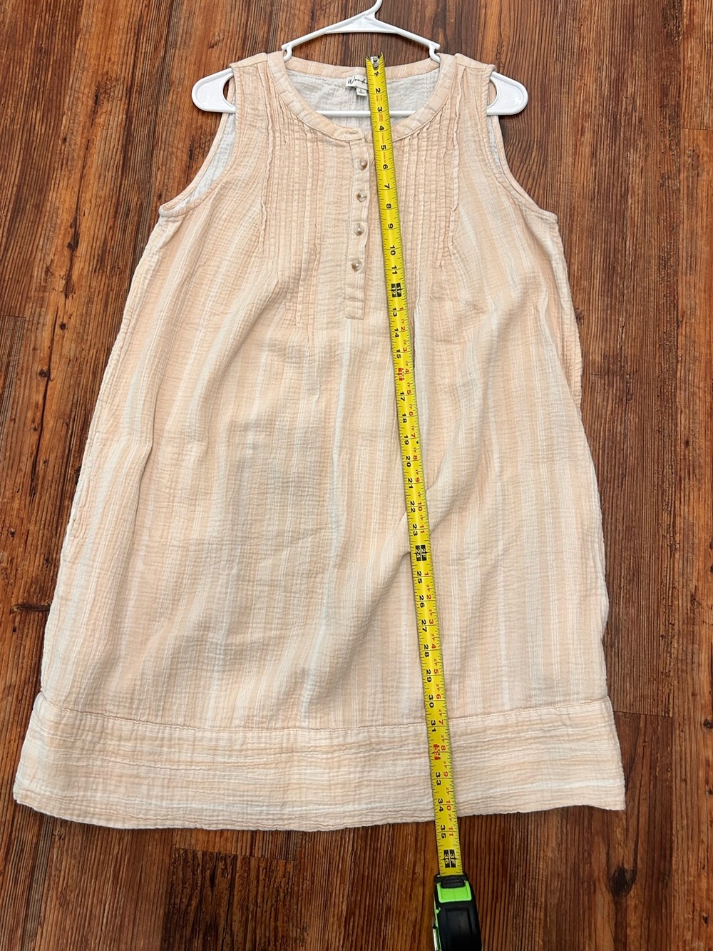 Wonderly Cotton Gauze Beach Cover Up Dress Large Beige Resort Coastal Pockets - Picture 10 of 12